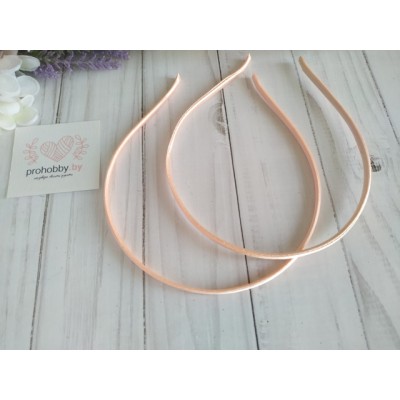 Ободок для волос, металл в атласе, 0,5 см, цвет персиковый